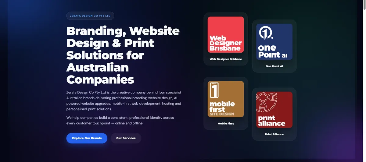 Zerafa Design Co website design